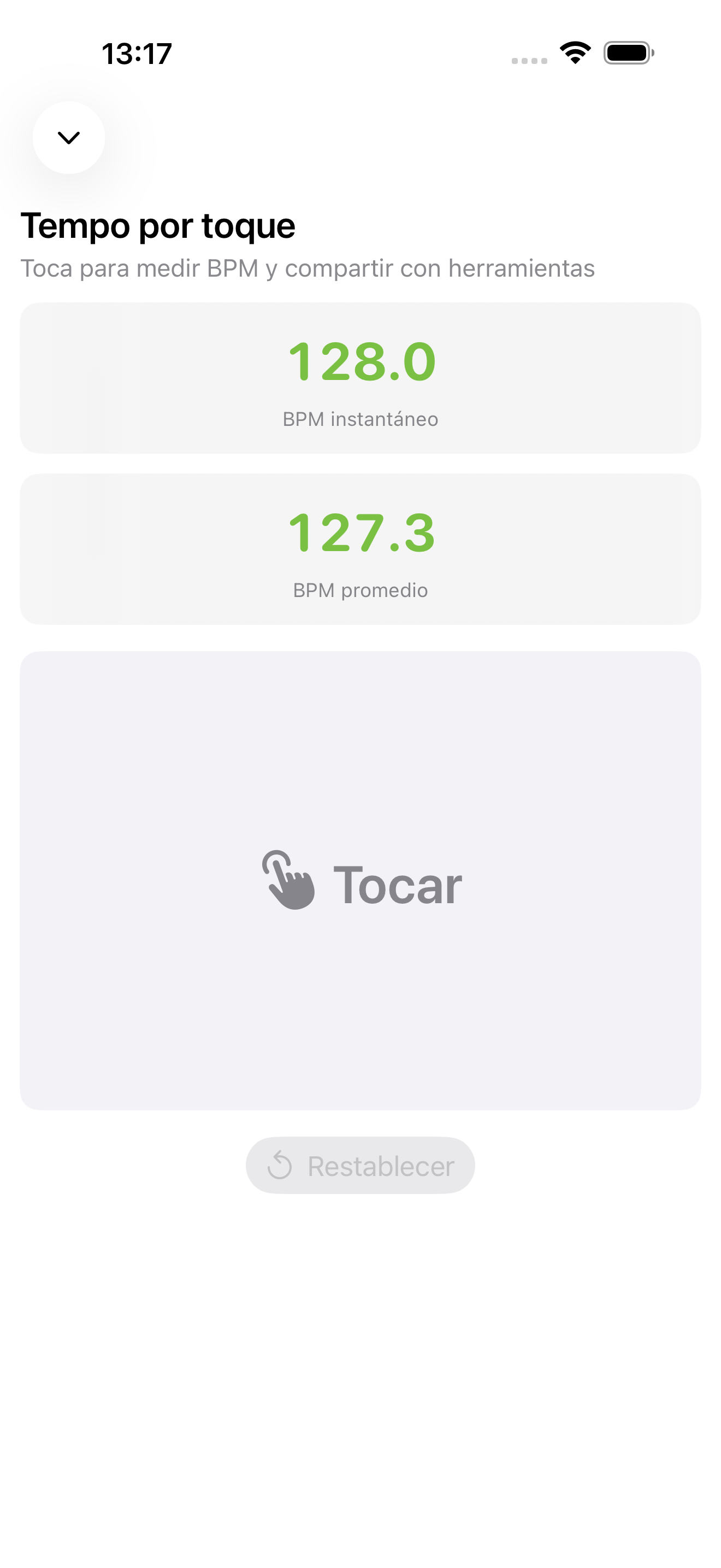 Presets de tempo en iPhone